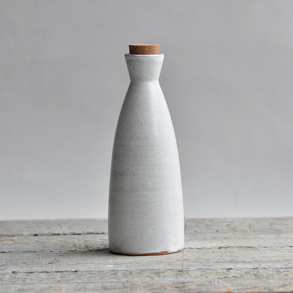 Stoneware Bottle, Large Snow White With Cork Stopper - Nom Living