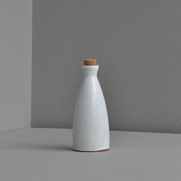 Stoneware Bottle, Large Snow Green With Cork Stopper - Nom Living