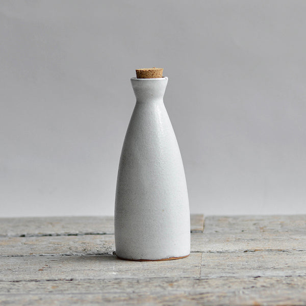 Stoneware Bottle, Large Snow White With Cork Stopper - Nom Living