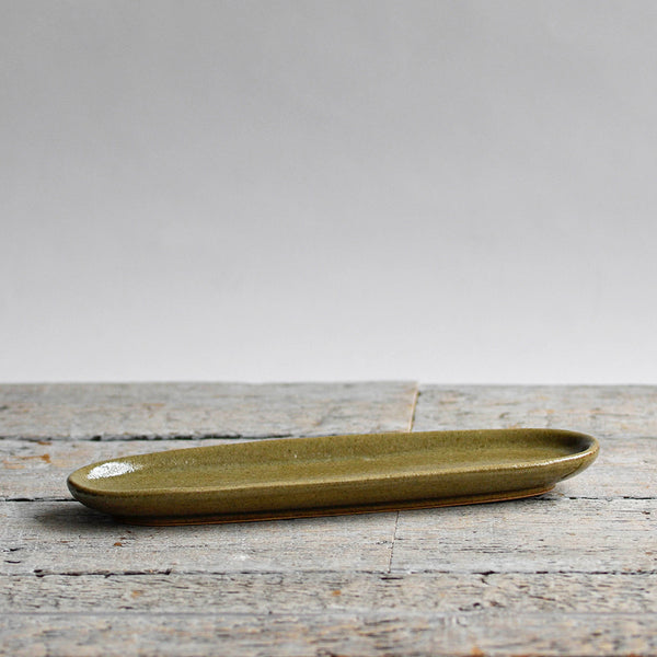 Ceramic Oval Narrow Tray, Green - Nom Living