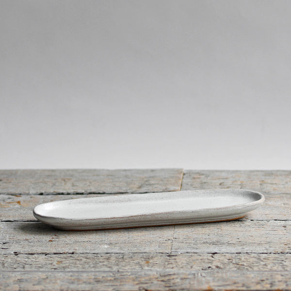 Ceramic Oval Narrow Tray, Snow White - Nom Living