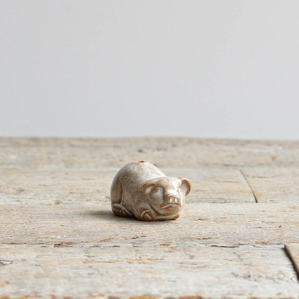 Stoneware Mini Pig Sculpture Incense Holder, Set - Nom Living