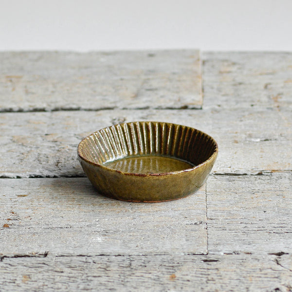 Ceramic Mini Round Fluted Dish, Tartlet, Green - Nom Living