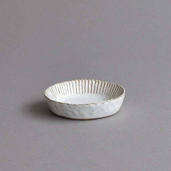 Ceramic Small Fluted Dish, Tartlet Mould, White - Nom Living