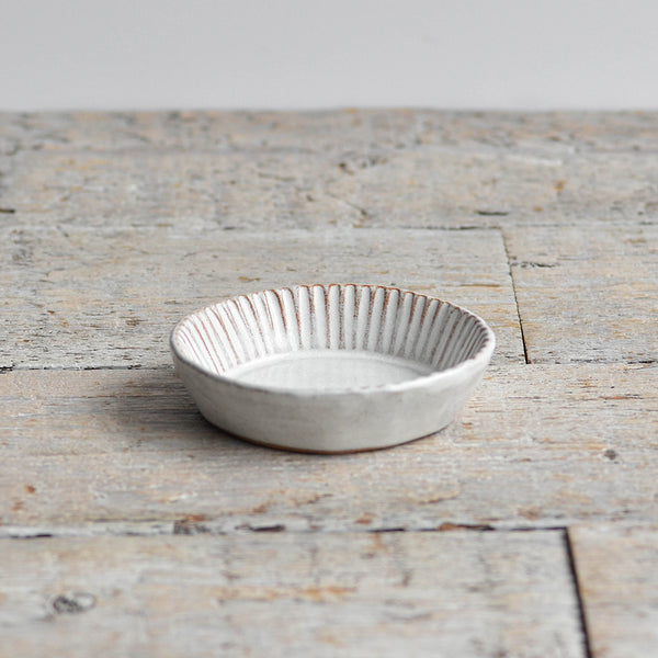 Ceramic Small Fluted Dish, Tartlet Mould, White - Nom Living