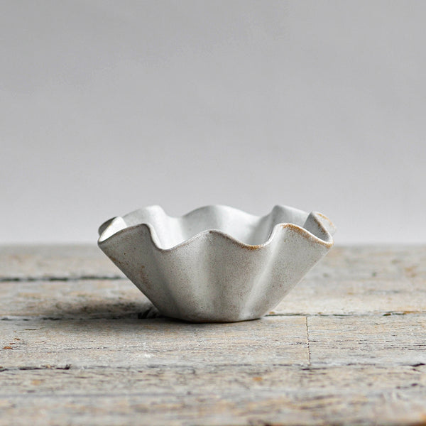 Ceramic Ruffled Bowl Small, Sides, White - Nom Living