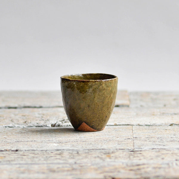 Ceramic Mini Cup Hand Moulded Sake Cup, Green - Nom Living