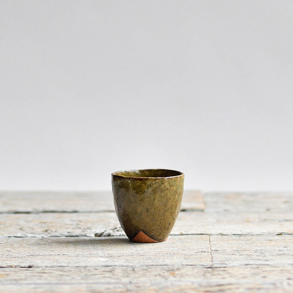 Ceramic Mini Cup Hand Moulded Sake Cup, Green - Nom Living