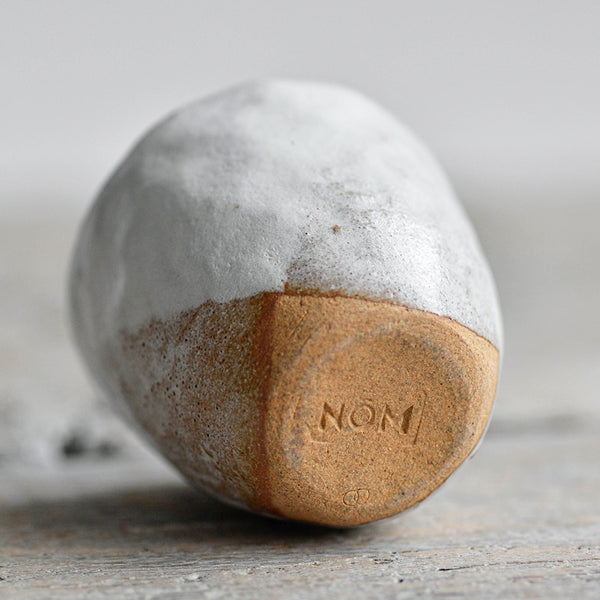 Ceramic Mini Cup Hand Moulded Sake Cup, White, Detail - Nom Living