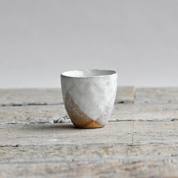 Stoneware Hand Moulded Mini Sake Cup, Snow White - Nom Living