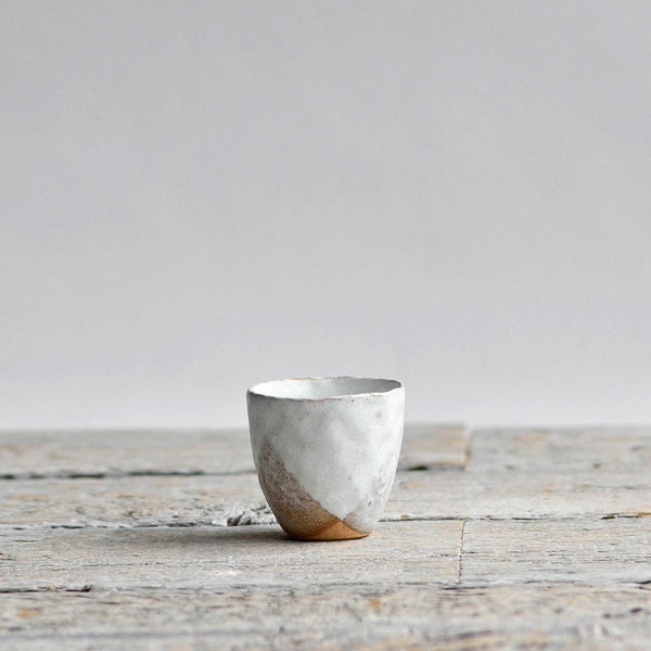 Stoneware Hand Moulded Mini Sake Cup, Snow White - Nom Living