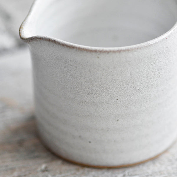 Ceramic Small Sauce Jug Creamer Pourer, White, Close-up - Nom Living