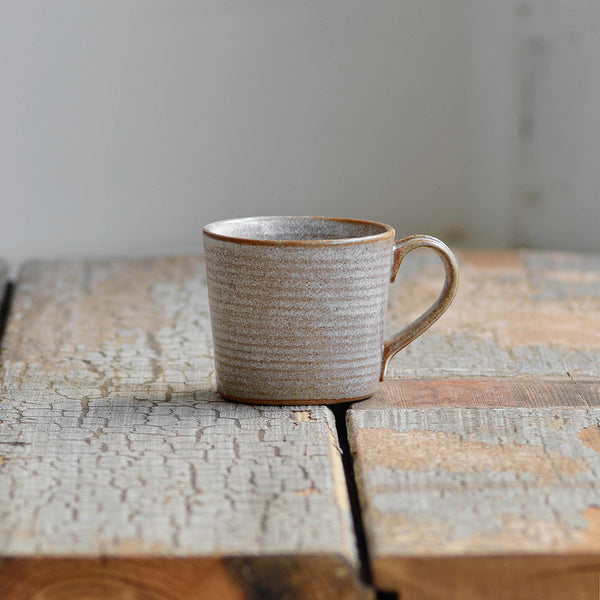 Stoneware Small Coffee Cup, Snow White, Espresso wood - Nom Living
