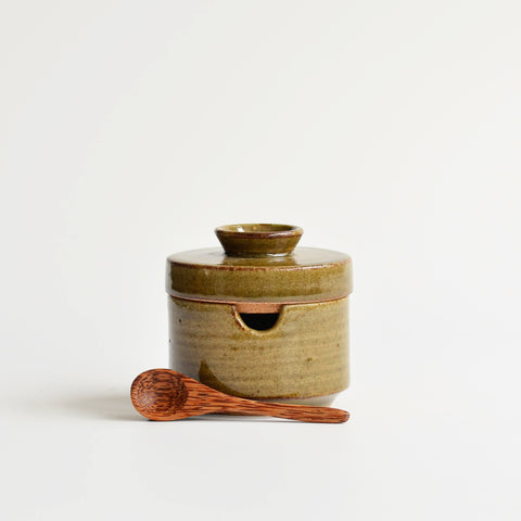 Sugar Bowl with Spoon, Green
