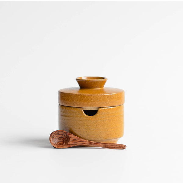 Sugar Bowl with Spoon, Ochre
