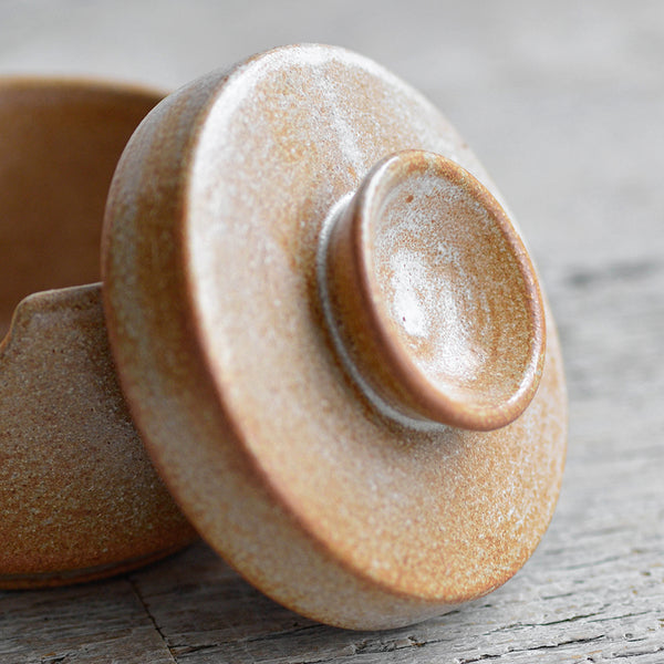 Stoneware ceramic Sugar Jar container, Rust, Lid - Nom Living