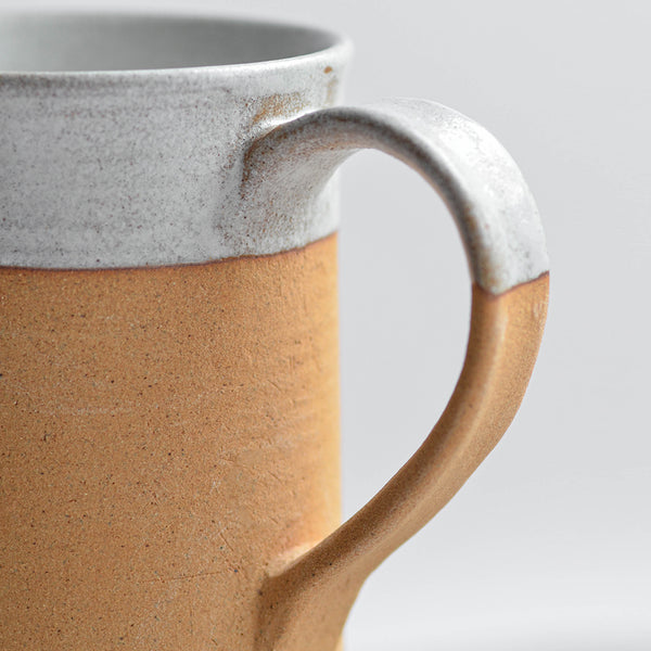 Nom Living - Stoneware Hand Thrown Mug, Tea Coffee Hot Chocolate, Snow White Unglazed, Handle