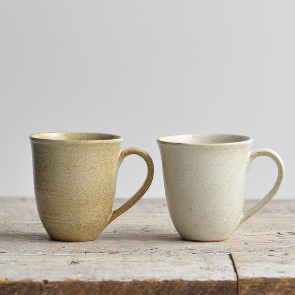 Stoneware Hand Thrown Mug, Pair of Mugs, Different Colours Light and Dark, Coffee, Tea, Hot Chocolate Sand - Nom Living