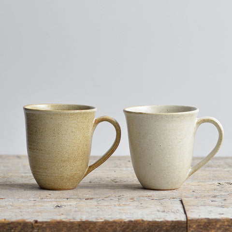 Pair of Tulip Stoneware Mugs, Sand Light & Dark