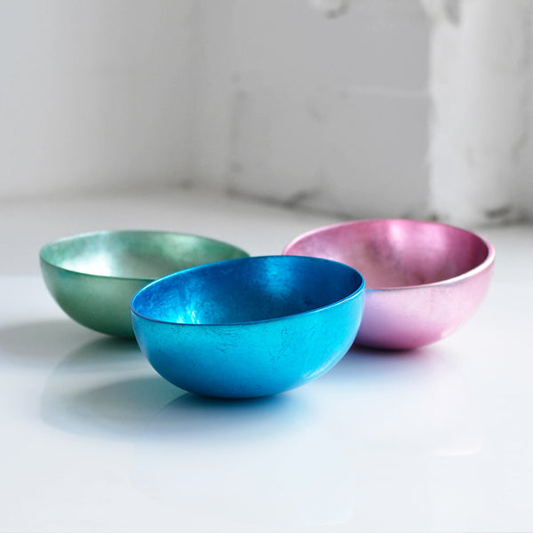 Coconut Bowl Set of Thee, Pink, Blue, Duck Egg - Nom Living