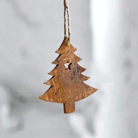 Cinnamon Wood Christmas Tree Decoration