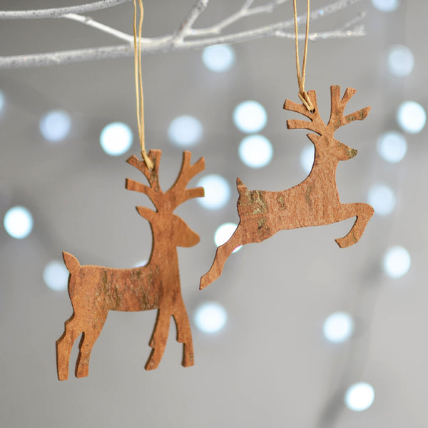 Cinnamon Wood Christmas Tree Decoration Ornament Reindeer - Nom Living