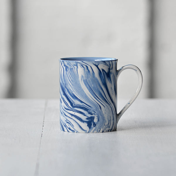 Marbled Ceramic Tea Mug, Blue and White - Nom Living