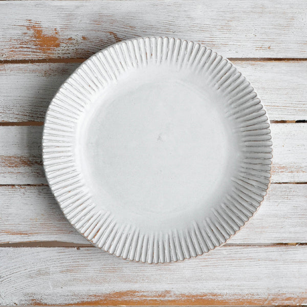 Stoneware Organic Fluted Plate, Large - Nom Living