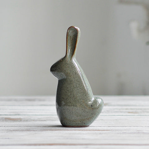 Bunny Sculpture, Small Celadon Grey