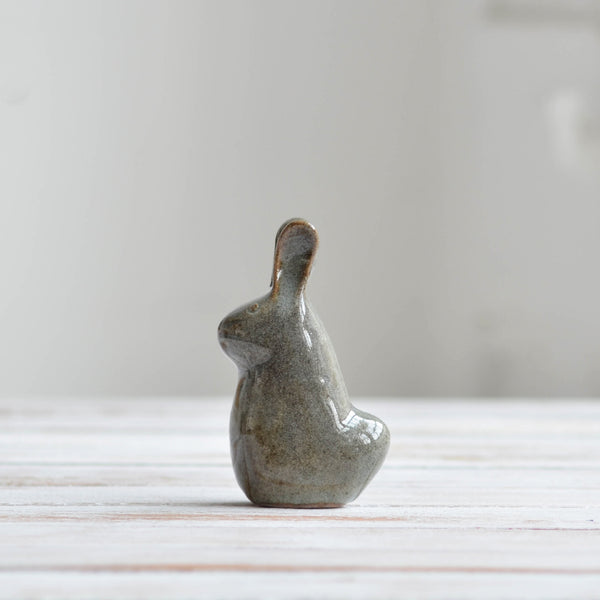 Nom Living - Ceramic Bunny Sculpture XS Mini Celadon Grey