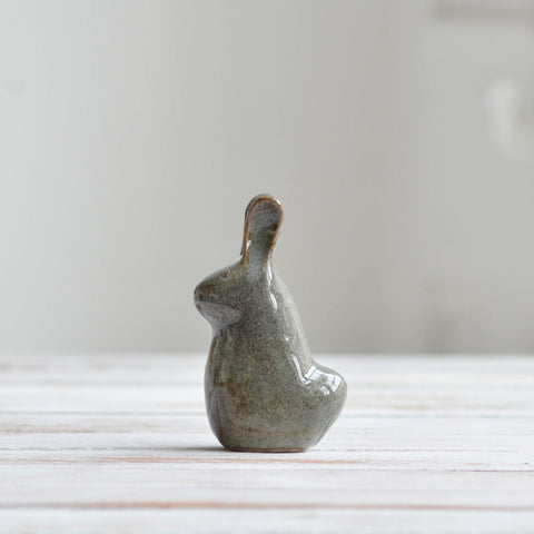 Bunny Sculpture, Mini Celadon Grey