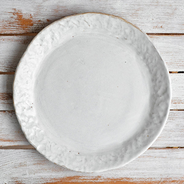 Hand Moulded Stoneware Dinner Plate Large, Snow White - Nom Living