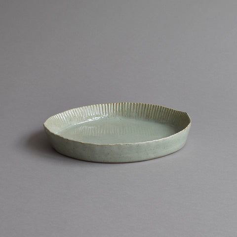 Fluted Pie Mould, Celadon Grey