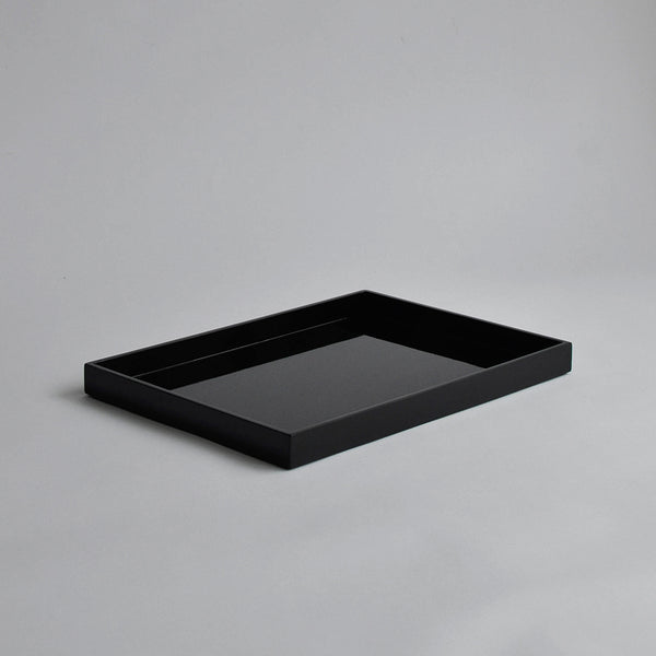 Small Lacquer Serving Tray, with handles, Gloss Shiny Black - Nom Living