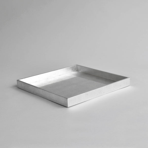 Lacquer Square Serving Tray, 32cm, Silver - Nom Living