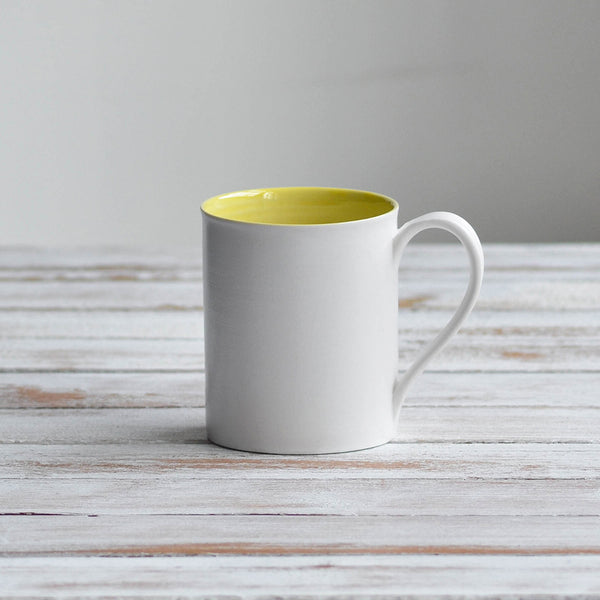 Colourful Stoneware Mug, Tea, Coffee, Yellow & White - Nom Living