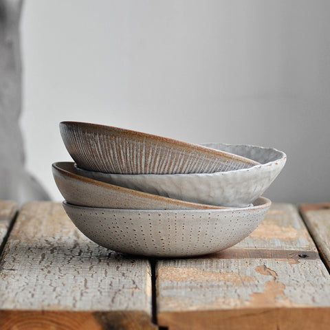 Stoneware Pasta Bowl, Mixed Set of Four