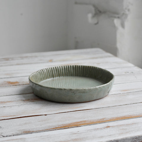 Fluted Quiche Mould, Celadon Grey