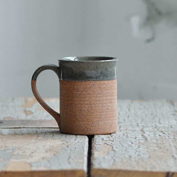 Nom Living - Stoneware Hand Thrown Mug, Tea Coffee Hot Chocolate, Celadon Unglazed